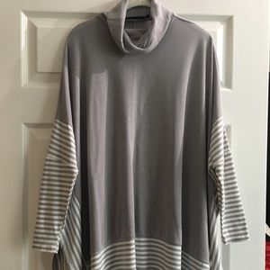 Grey and White Striped Poncho